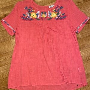 pink embroidered boutique top